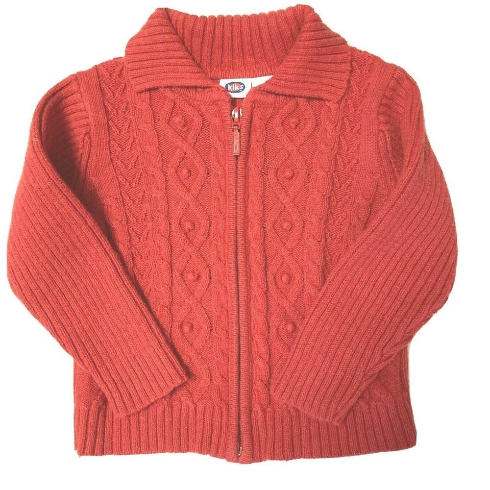 Kiks Red Full Zip Sweater Girls 24 Months Cable